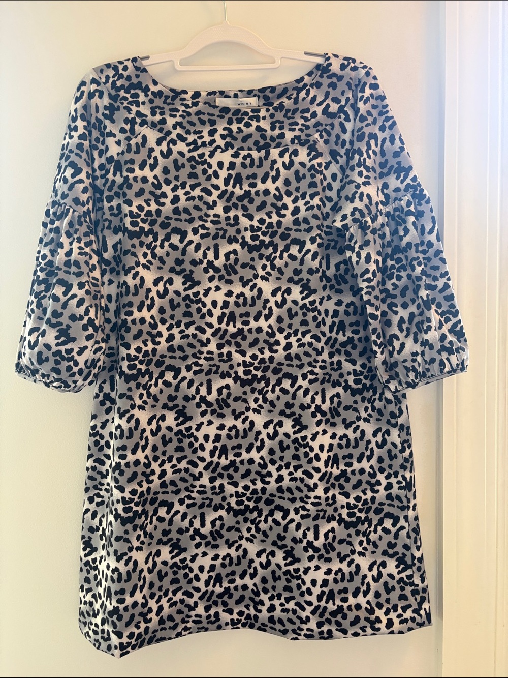 Leopard Print Shift Dress - Black and White